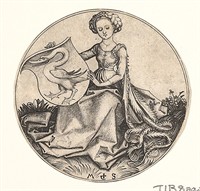 WIKI_20251023_Martin_Schongauer_-_Wappenschild_mit_Schwan,_von_einer_Jungfrau_gehalten_(L_97).jpg